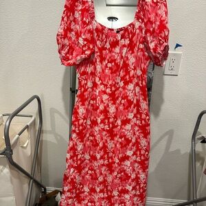 Bobeau Red, pink and white Tie-Dye Maxi Dress, sz XL